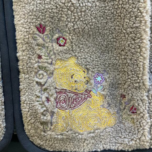 Disney Store Winnie the Pooh Embroidered Fleece Vest Womens Small Brown Sherpa - Picture 4 of 10